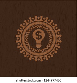 business idea icon inside vintage wooden emblem