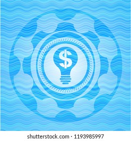 business idea icon inside water wave representation style badge.