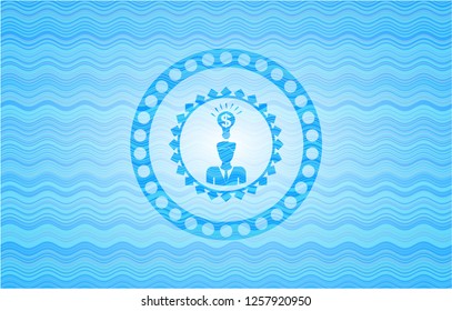 business idea icon inside water wave representation style emblem.