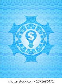 business idea icon inside water wave representation style badge.