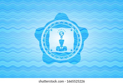 business idea icon inside water concept style badge.
