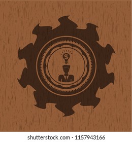business idea icon inside wood emblem. Retro