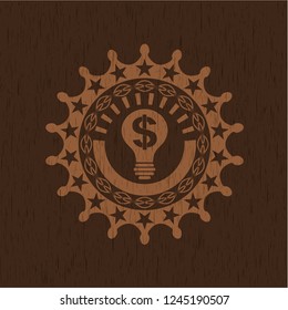 business idea icon inside wood emblem