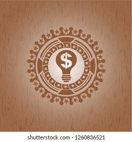 business idea icon inside wood emblem