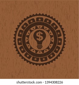 business idea icon inside wood emblem. Retro