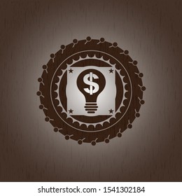 business idea icon inside wood emblem
