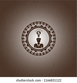 business idea icon inside wooden signboards
