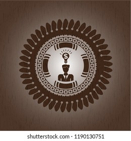 business idea icon inside wooden signboards
