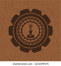 business idea icon inside wooden signboards