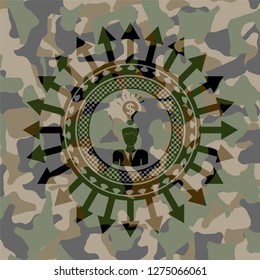 business idea icon on camouflage pattern