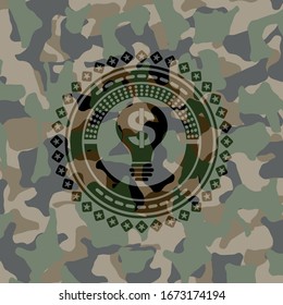 business idea icon on camouflage texture