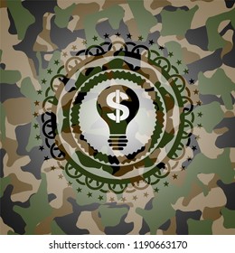 business idea icon on camouflaged pattern