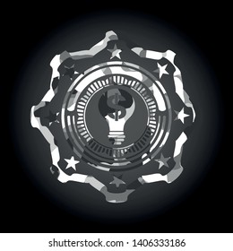 business idea icon on grey camouflaged texture