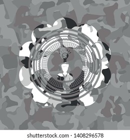 business idea icon on grey camouflaged pattern