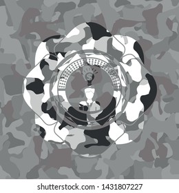 business idea icon on grey camo pattern