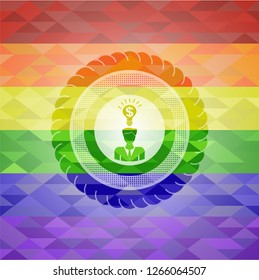 business idea icon on mosaic background with the colors of the LGBT flag