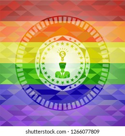 business idea icon on mosaic background with the colors of the LGBT flag