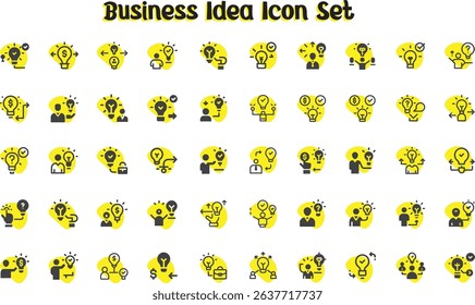 Business Idea Icon Set. Business Analysis Editable Stroke Line Icons. Symbol. innovation, strategy, values, loyal customers, identity, brand value, design, logo, .eps