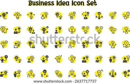 Business Idea Icon Set. Business Analysis Editable Stroke Line Icons. Symbol. innovation, strategy, values, loyal customers, identity, brand value, design, logo, .eps