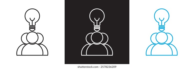 Business idea icon set. Containing innovation, light bulb, creativity, inspiration, etc.  isolated on white and black background. vector illustration. EPS10