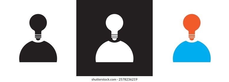 Business idea icon set. Containing innovation, light bulb, creativity, inspiration, etc.  isolated on white and black background. vector illustration. EPS10