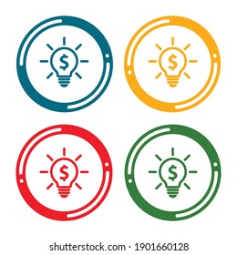 Juego de iconos de ideas de negocio. ilustración vectorial de diseño plano en 4 colores opciones de diseño web
