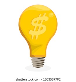 Business idea icon. Startup concept. Bulb with dollar