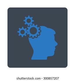 Business idea icon. Vector style is smooth blue colors, flat rounded square button on a white background.