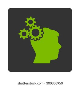 Business idea icon. Vector style is eco green and gray colors, flat rounded square button on a white background.