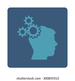 Business idea icon. Vector style is cyan and blue colors, flat rounded square button on a white background.