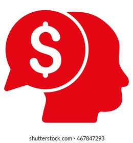 Business Idea icon. Vector style is flat iconic symbol with rounded angles, red color, white background.