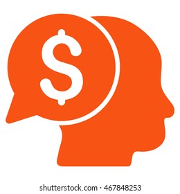 Business Idea icon. Vector style is flat iconic symbol with rounded angles, orange color, white background.