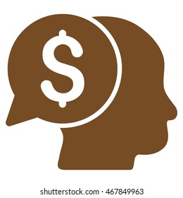 Business Idea icon. Vector style is flat iconic symbol with rounded angles, brown color, white background.
