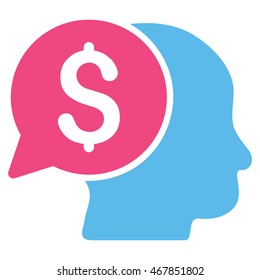 Business Idea icon. Vector style is bicolor flat iconic symbol with rounded angles, pink and blue colors, white background.