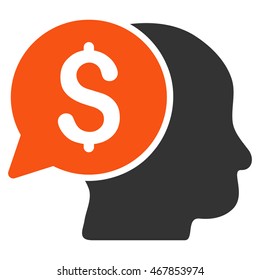 Business Idea icon. Vector style is bicolor flat iconic symbol with rounded angles, orange and gray colors, white background.