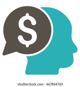 Business Idea icon. Vector style is bicolor flat iconic symbol with rounded angles, grey and cyan colors, white background.