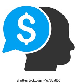 Business Idea icon. Vector style is bicolor flat iconic symbol with rounded angles, blue and gray colors, white background.
