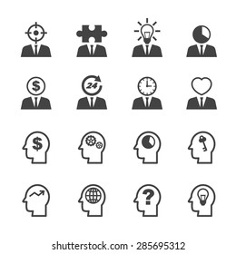 business idea icons, mono vector symbols