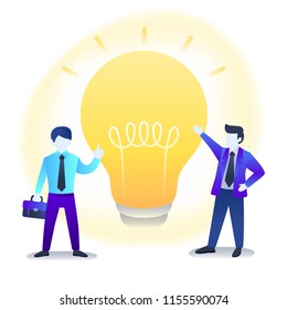 Business Idea Illustration with businessman and light bulb Design