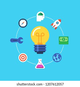 Business Idea, Inovation. Flat Design Modern Vector Illustration Concept.