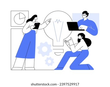 Business idea isolated cartoon vector illustrations. Young people talking about new business idea, entrepreneur strategy, startup vision, brainstorming session, teamwork meeting vector cartoon.