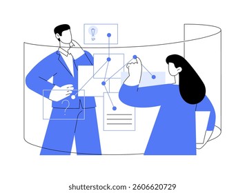 Business idea isolated cartoon vector illustrations. Group of diverse people has new business idea, meeting in office, IT startup discussion, brainstorming, cooperation process vector cartoon.