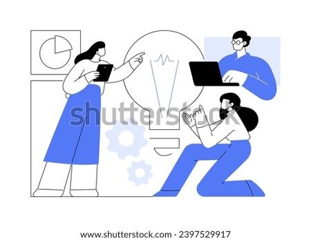 Business idea isolated cartoon vector illustrations. Young people talking about new business idea, entrepreneur strategy, startup vision, brainstorming session, teamwork meeting vector cartoon.