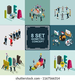 business idea isometric set