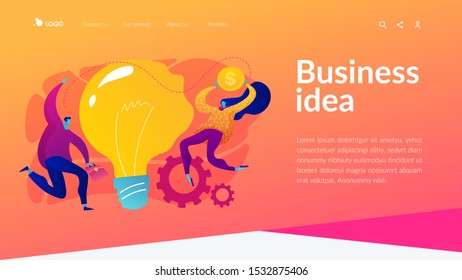 Business idea, business launcher and development, business plan concept. Website homepage interface UI template. Landing web page with infographic concept hero header image.
