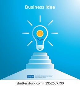 business idea with light bulb and dollar coin growing plant element object. Financial innovation solution concept or investment vision opportunity with flat design. vector illustration