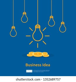 business idea with light bulb and dollar coin element object. Financial innovation solution concept or investment vision opportunity with flat design. vector illustration