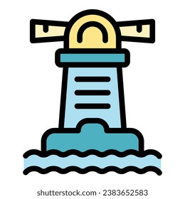 Business idea lighthouse icon outline vector. People solution. Strategy office color flat