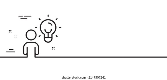 Business idea line icon. Human with lightbulb sign. symbol. Minimal line illustration background. Group people line icon pattern banner. White web template concept. Vector