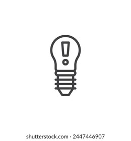 Business Idea line icon. linear style sign for mobile concept and web design. Lightbulb with exclamation mark outline vector icon. Symbol, logo illustration. Vector graphics